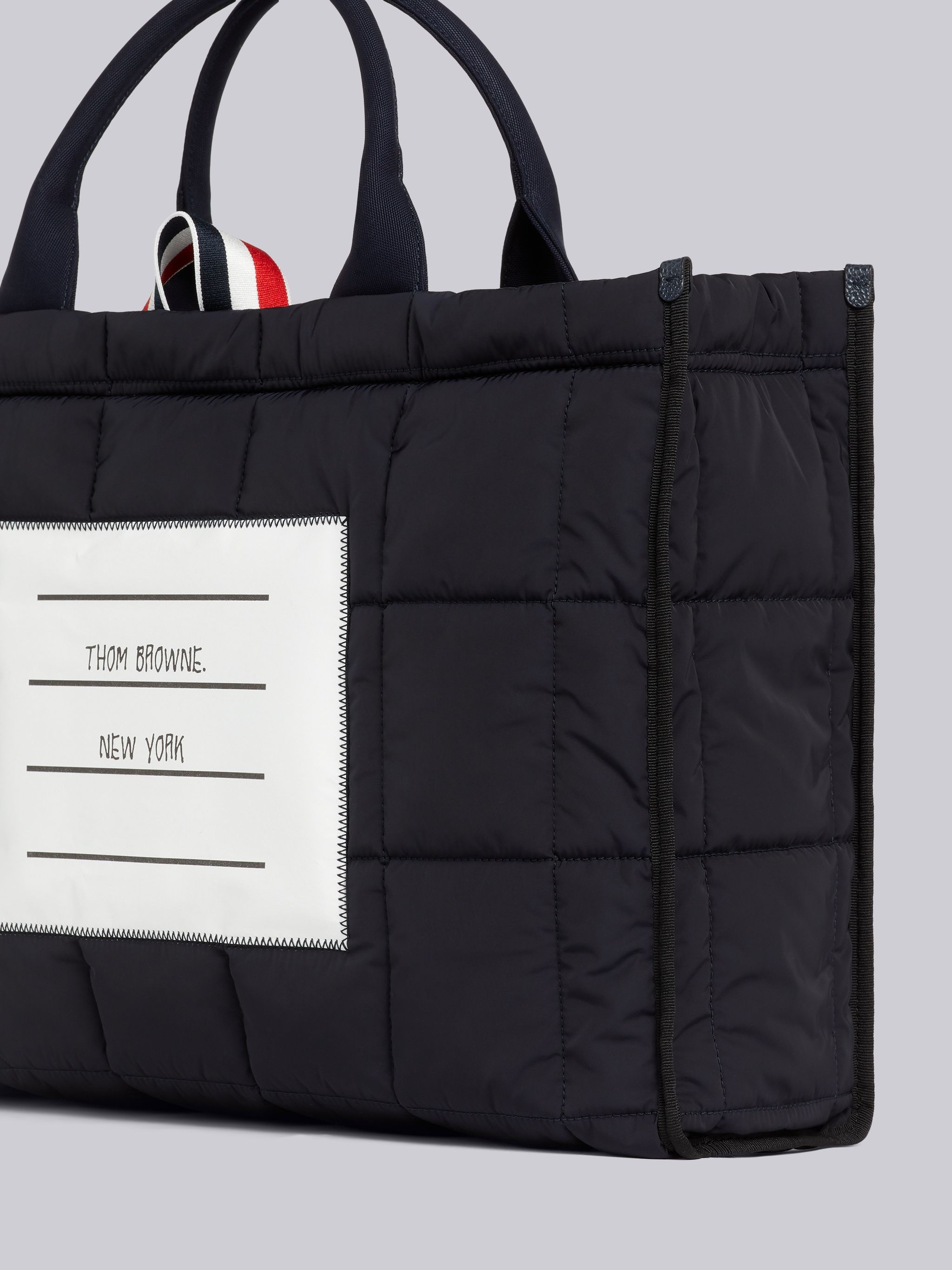 Black Quilted Ripstop Outer Name Tag Squared Tote - 2