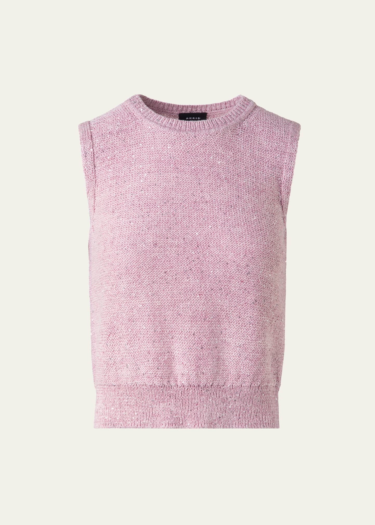 Micro Sequined Knit Sleeveless Sweater - 1