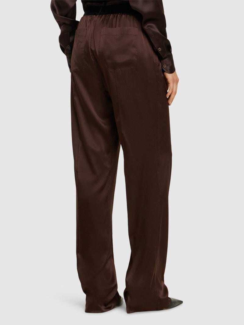 Logo silk satin pajama pants - 3