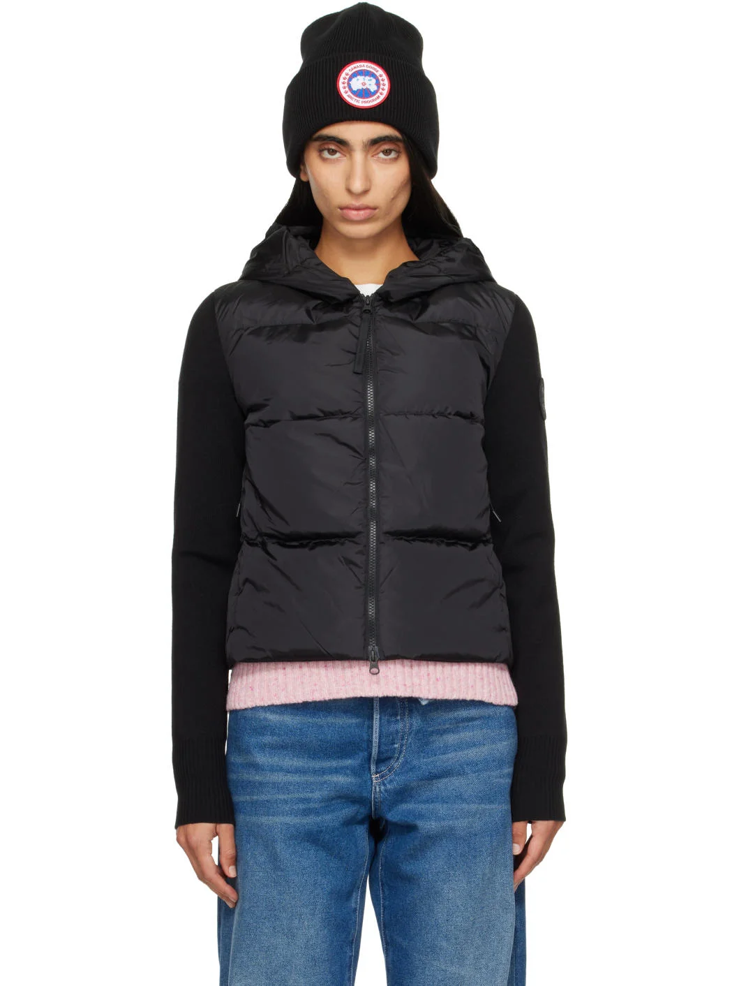 Black HyBridge Wide Tonal Disc Down Jacket - 1