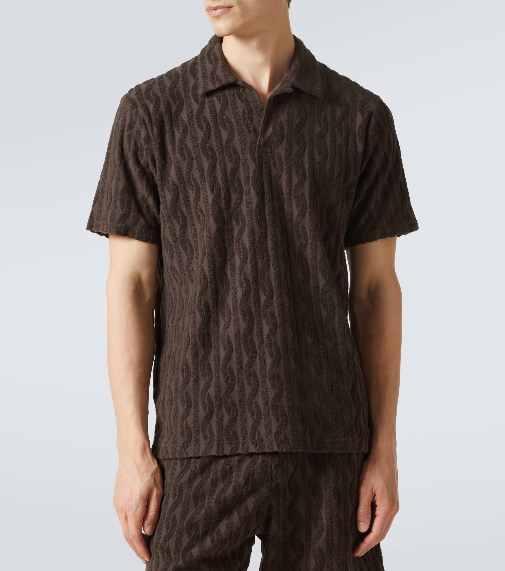 Faustino cotton terry jacquard polo shirt - 3