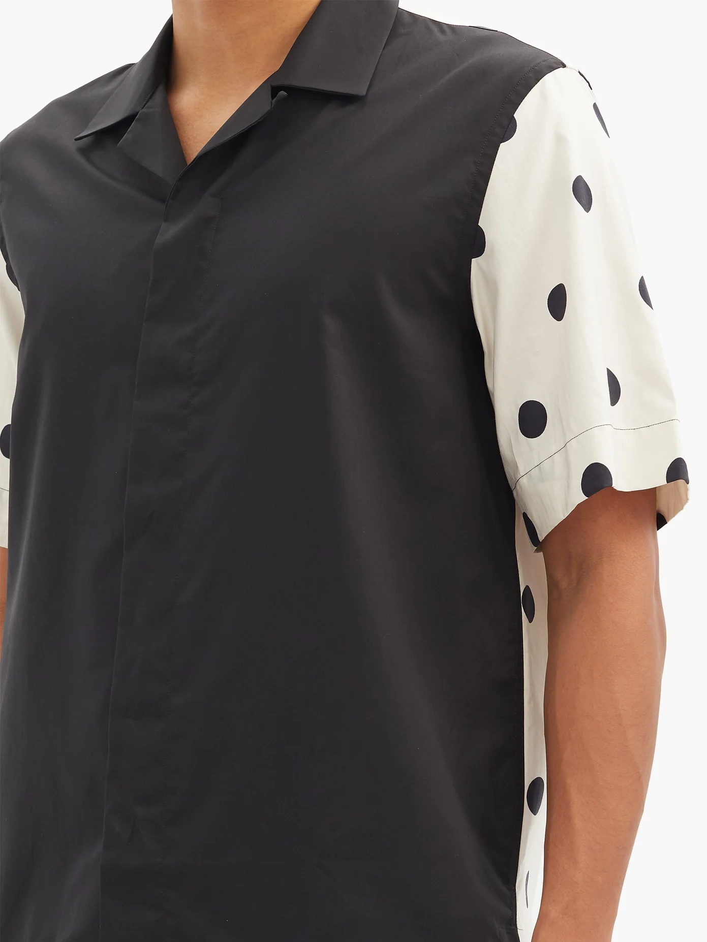 Paneled polka-dot cotton-blend poplin shirt - 3