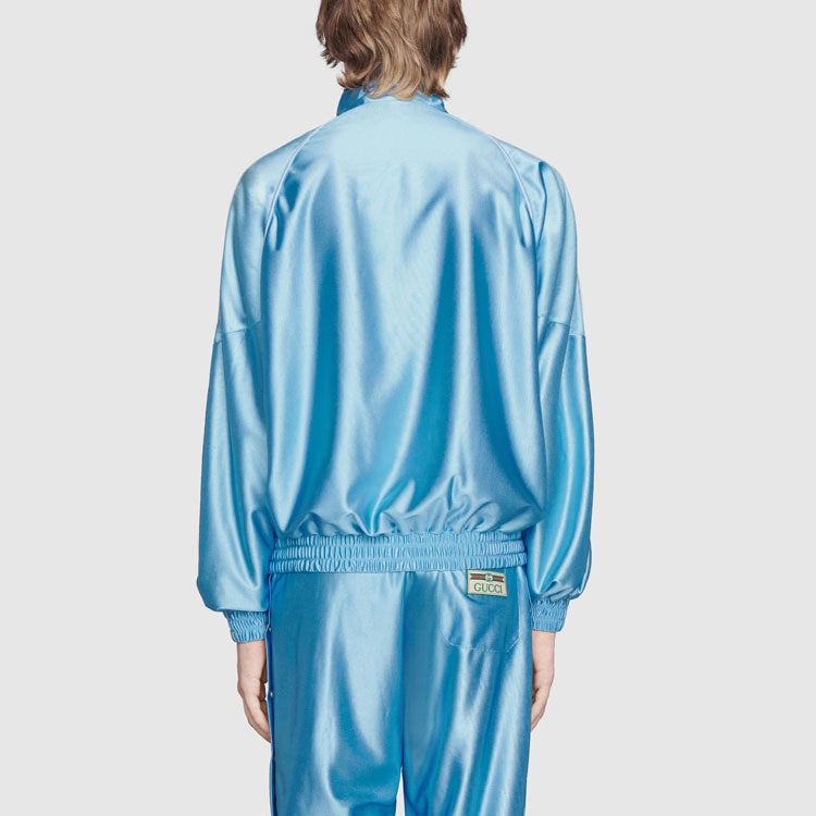 Gucci Shiny Jersey Sweatshirt With Web 'Light Blue' 653372-XJDE6-4670 - 3