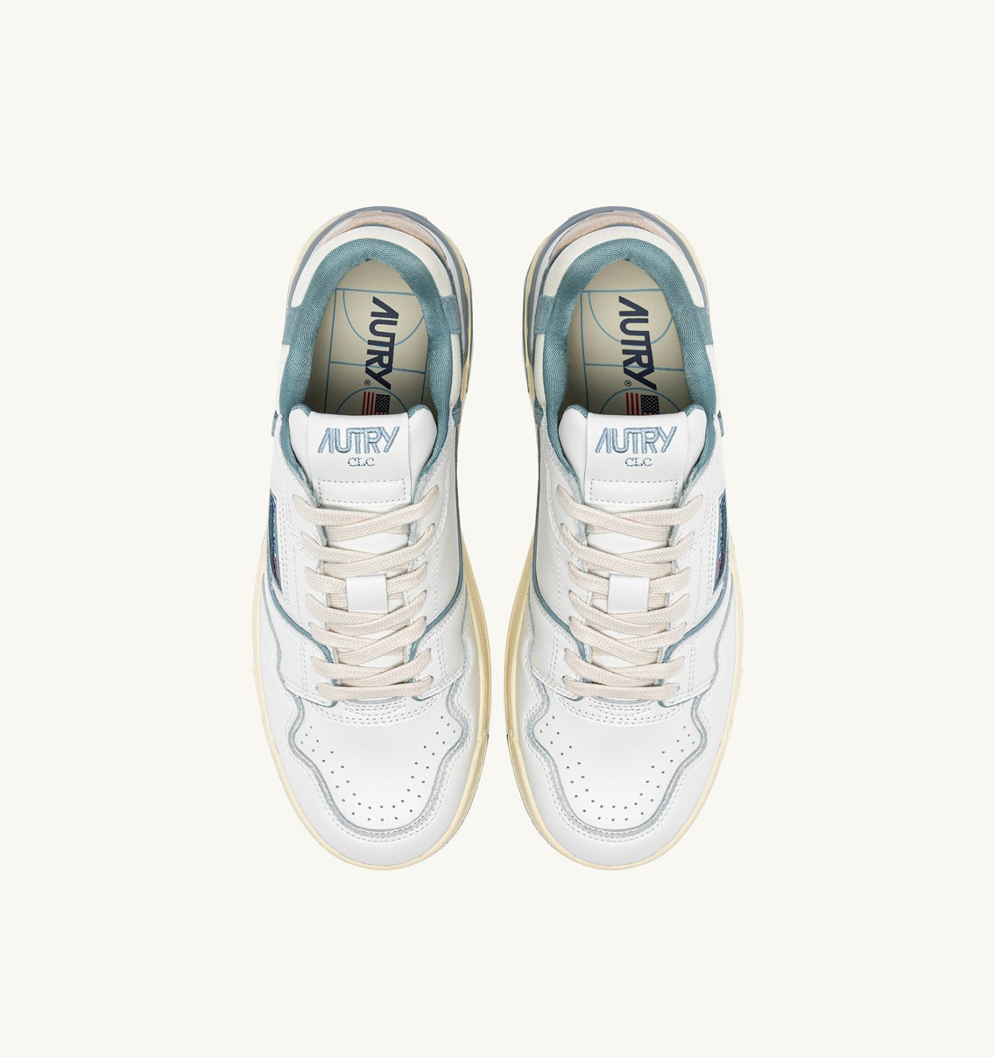 CLC LOW SNEAKERS IN WHITE LEATHER AND SILVER BLUE SUEDE - 5