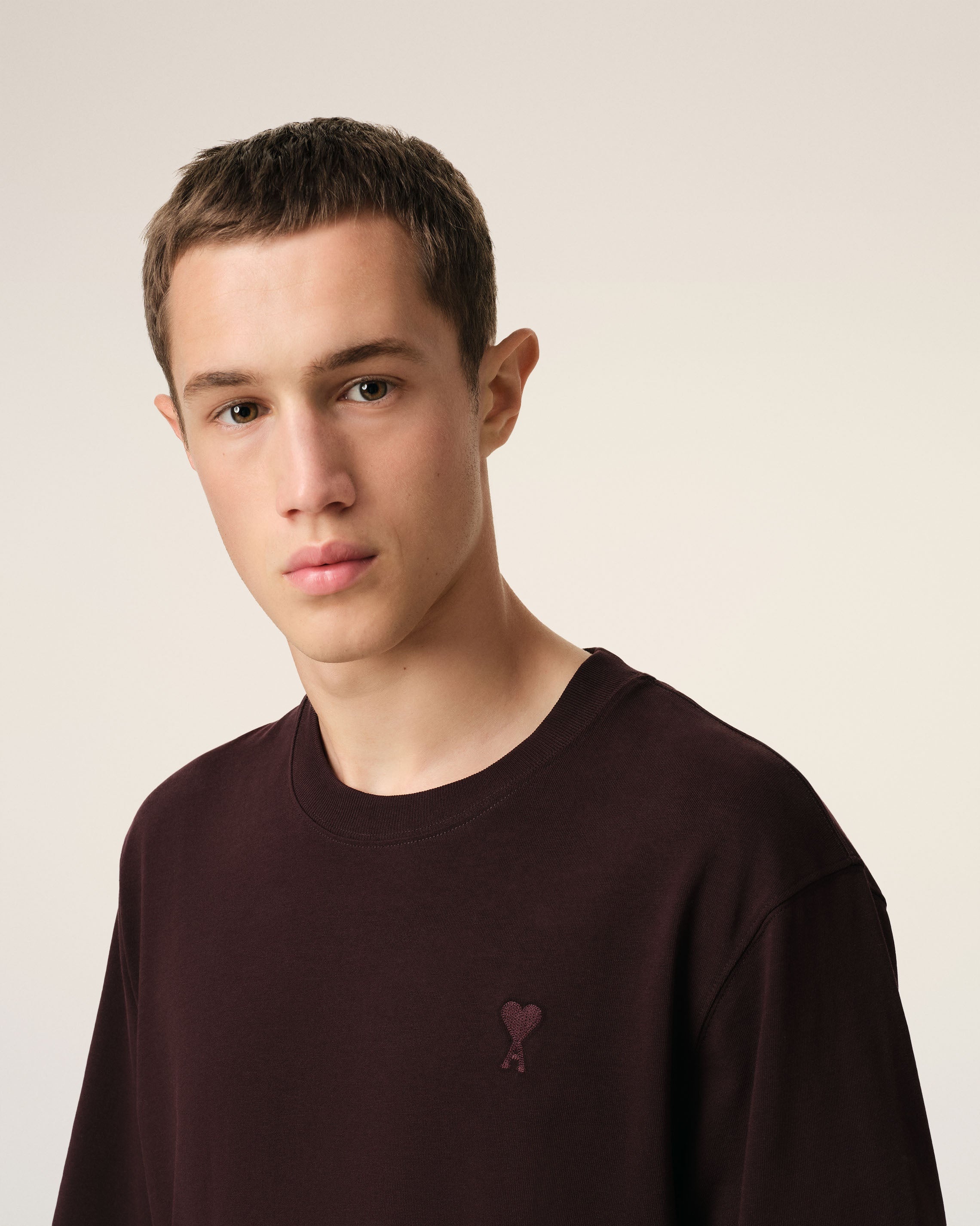 BURGUNDY COTTON TONAL AMI DE COEUR T-SHIRT - 4