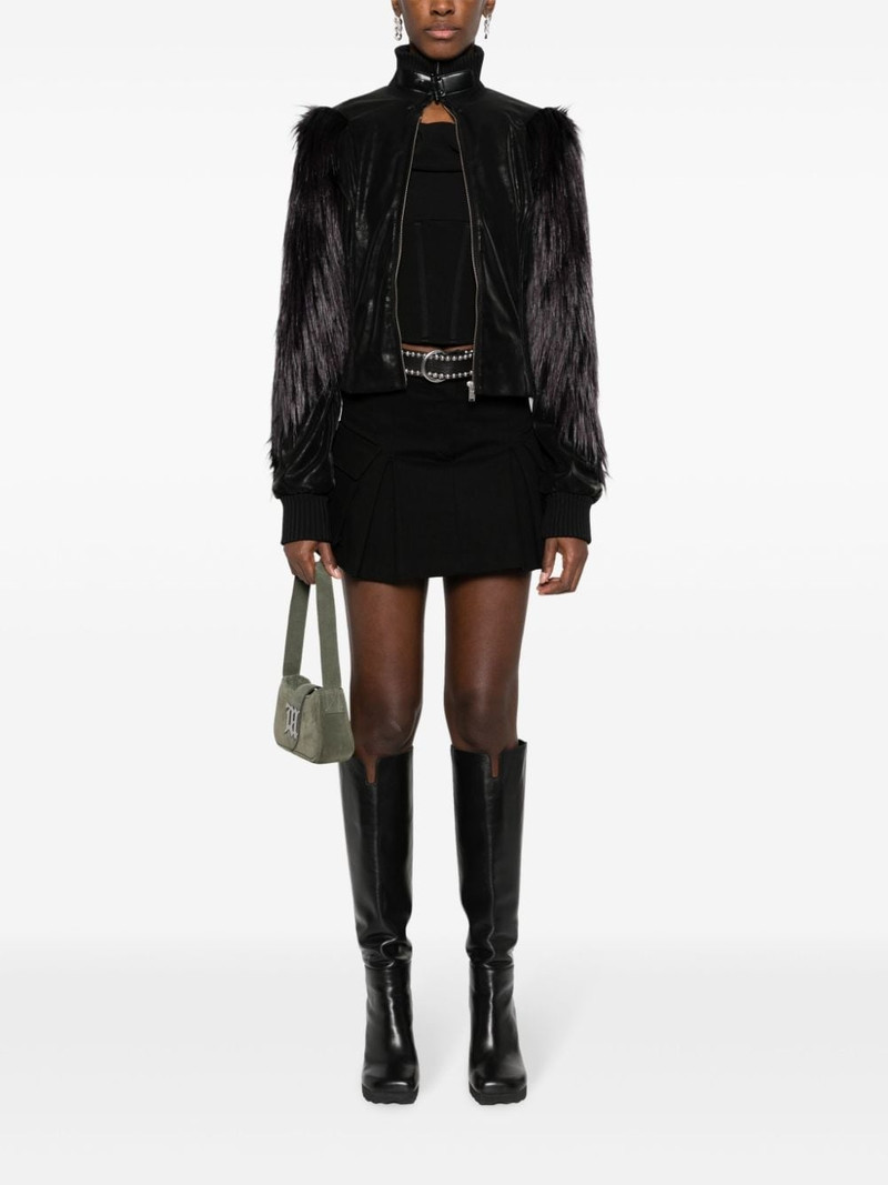 MISBHV logo-engraved faux-fur biker jacket outlook