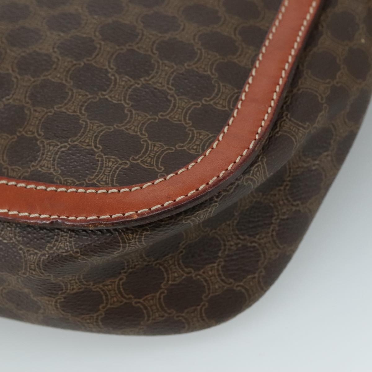CELINE Macadam Canvas Shoulder Bag Pvc Leather Brown Gold - 12