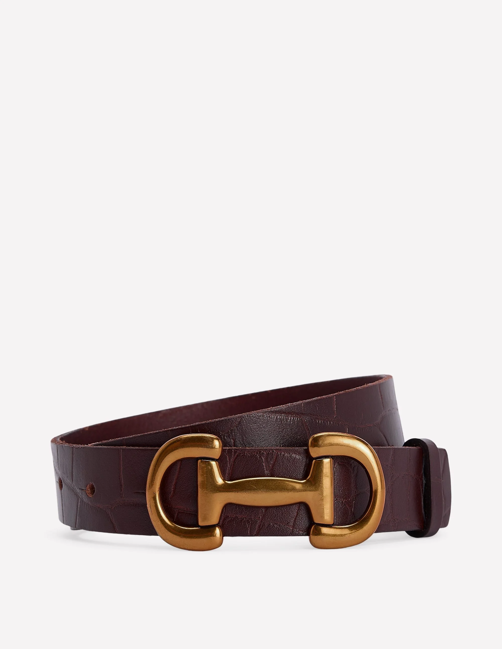 Iris Snaffle-Trim Leather Belt-Croc - 1