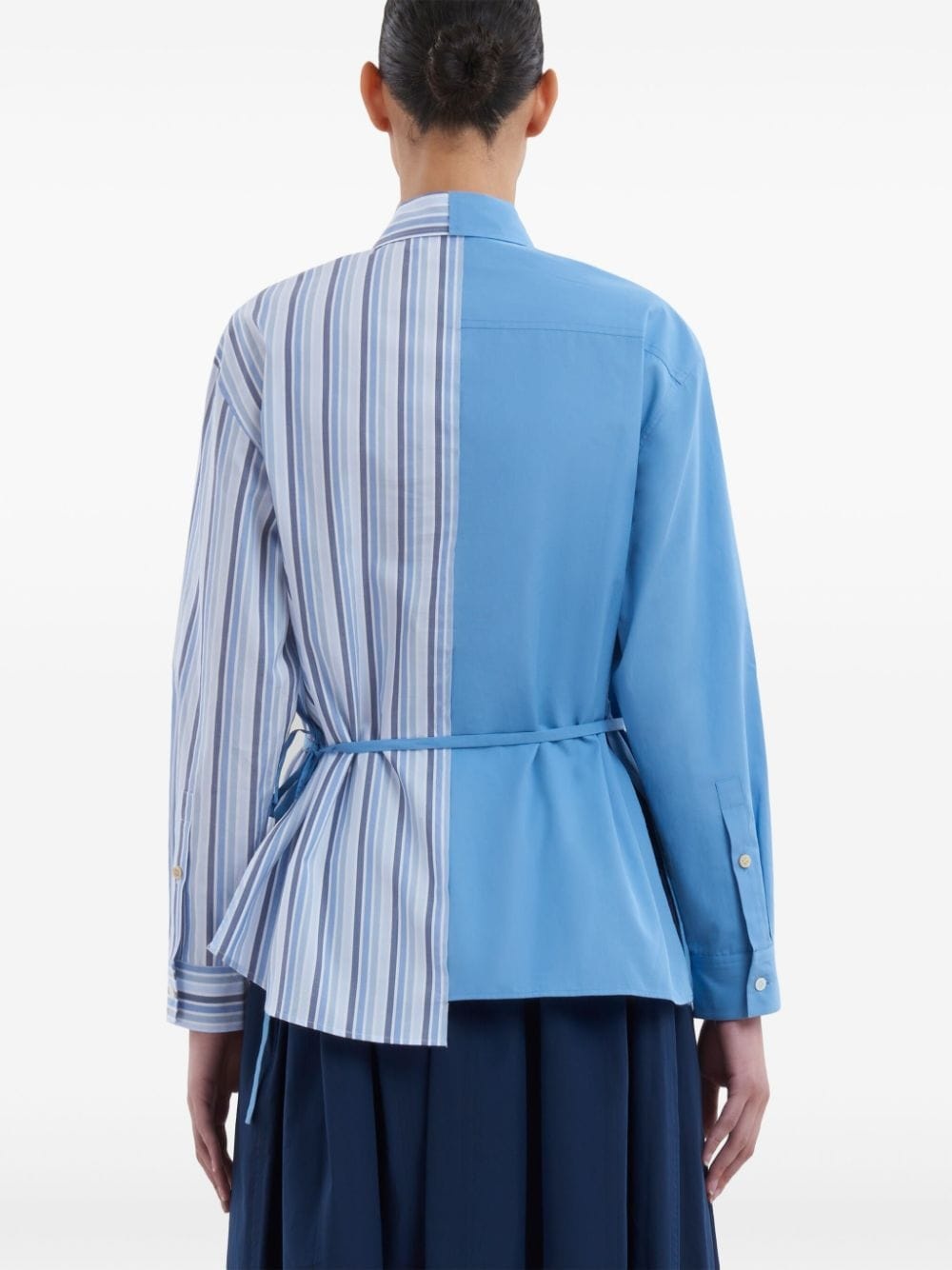 panelled half-and-half cotton shirt - 3