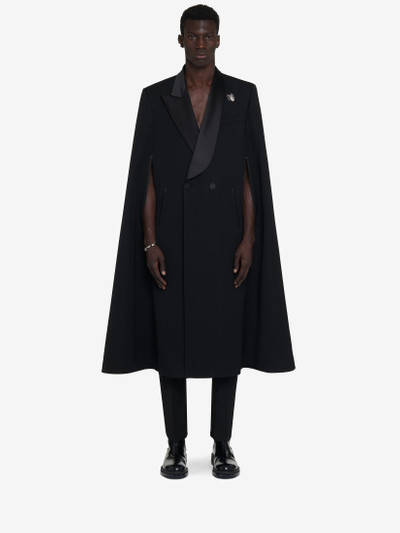 Alexander McQueen Men's Tailored Cape Coat in Black outlook