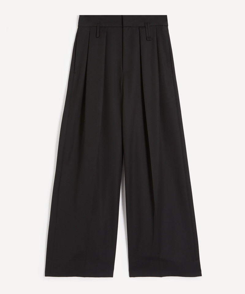 Peeling Waist Black Wide-Leg Trousers 1