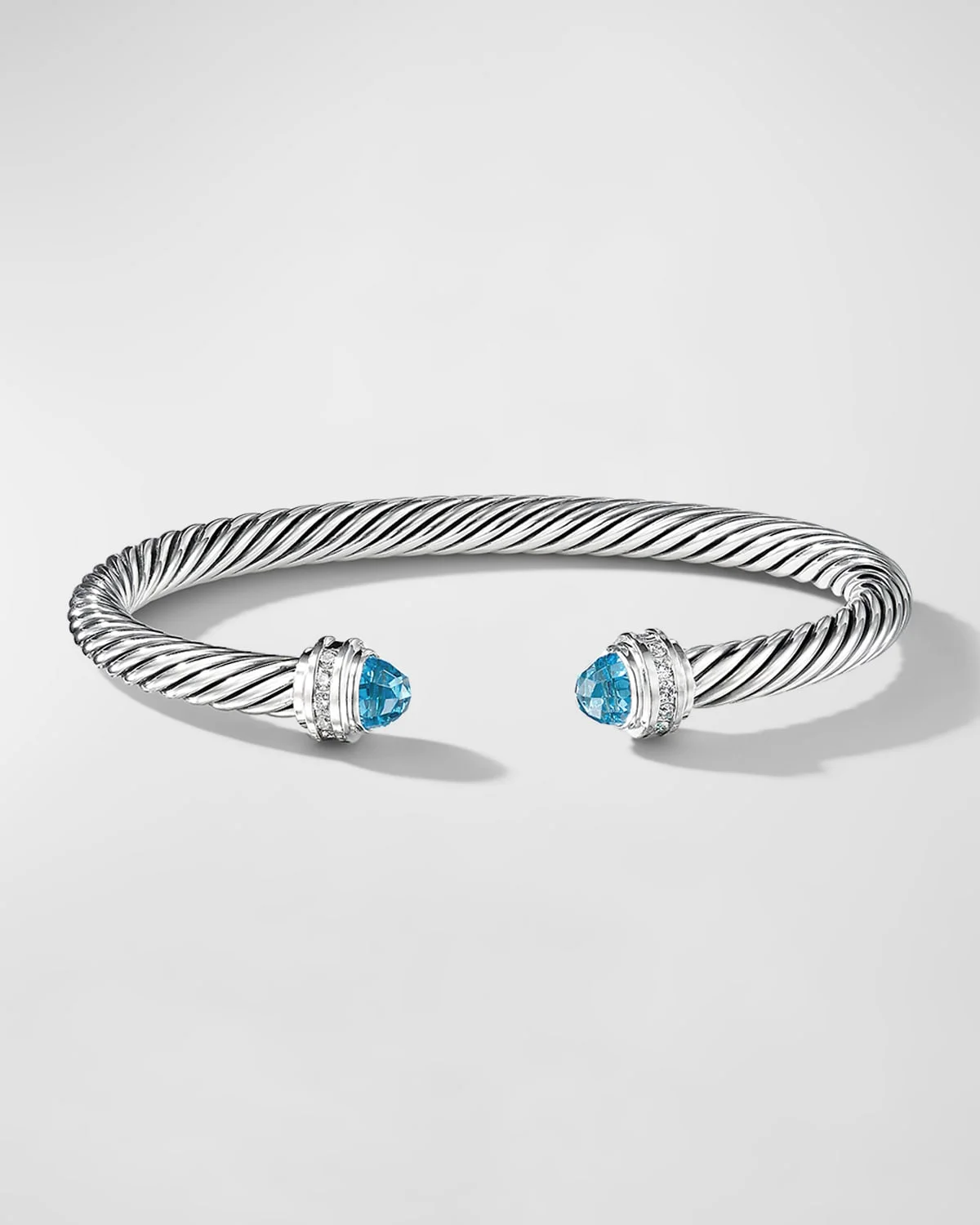 Cable Bracelet with Gemstones in Silver - 1