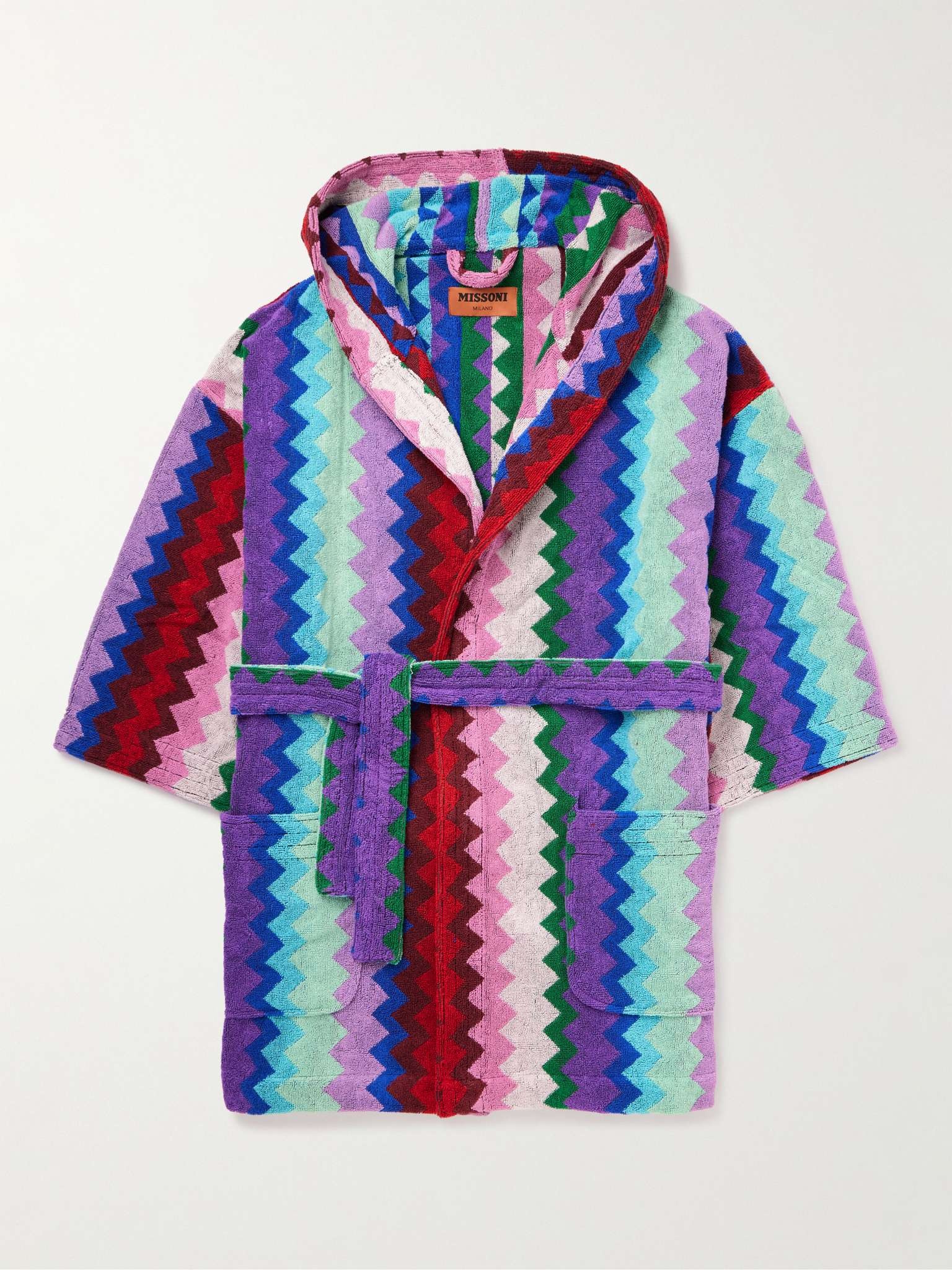 Chantal Striped Cotton-Terry Jacquard Hooded Robe - 1