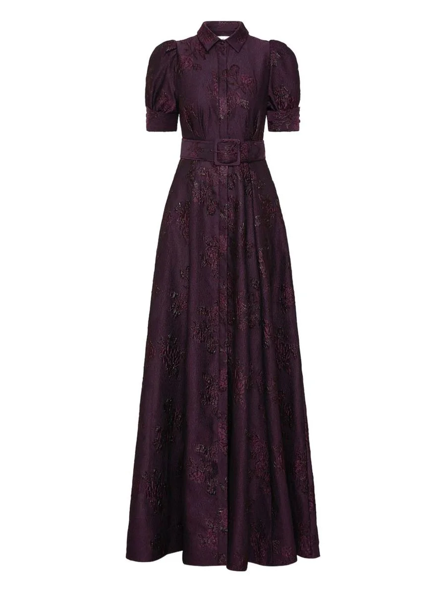 Rebecca Vallance Purple Long Dress 'Afina' With Belt - 1