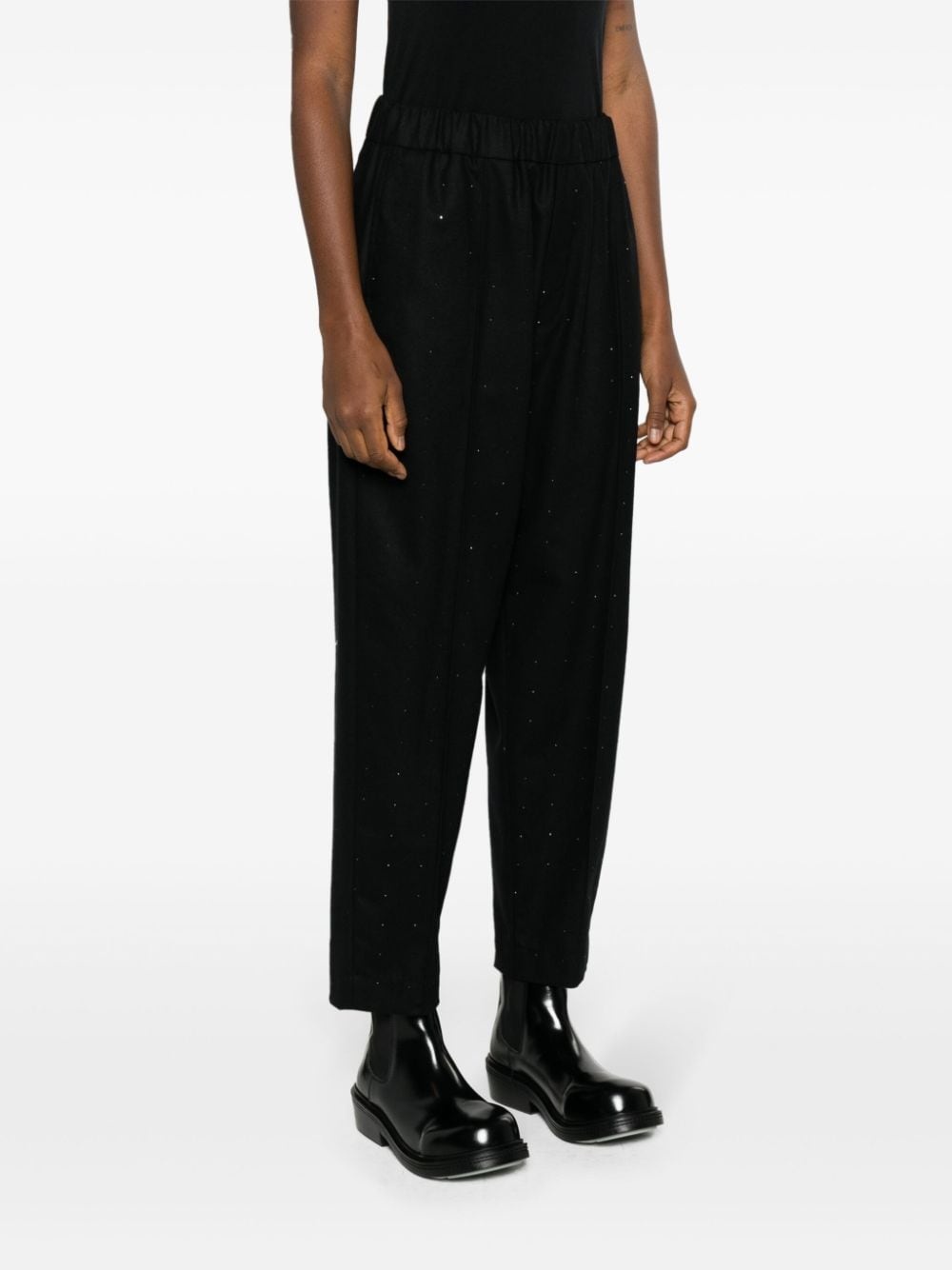 rhinestone-embellished tapered wool trousers - 3
