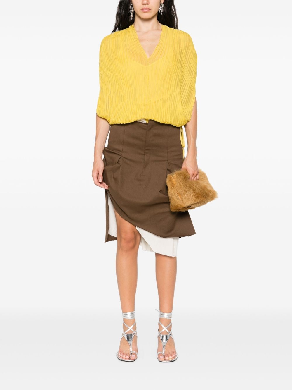 pleated silk top - 2