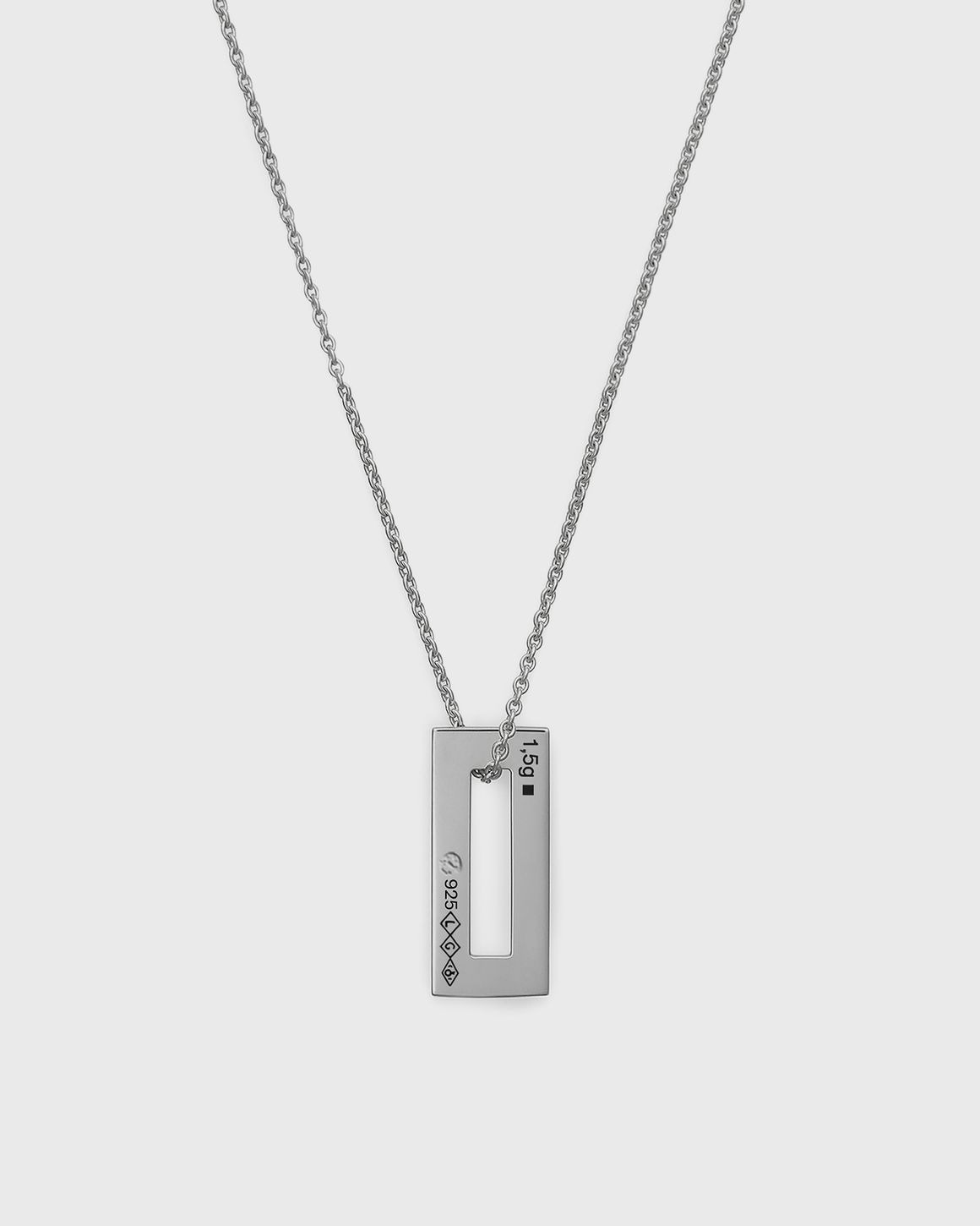 1.5g-polished and brushed sterling silver-rectangle-necklace - 3