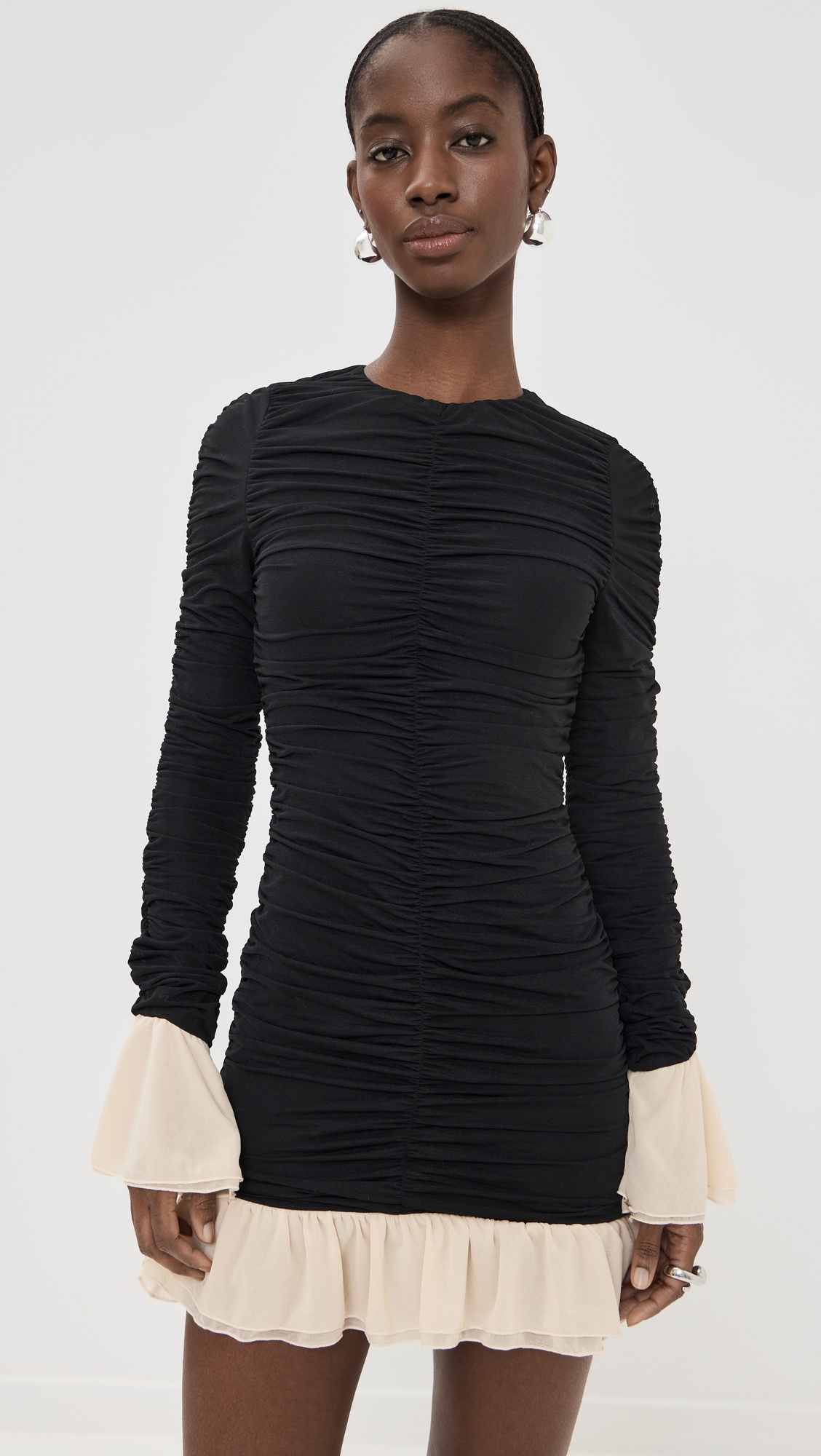 Mini Ruched Long Sleeve Dress - 6
