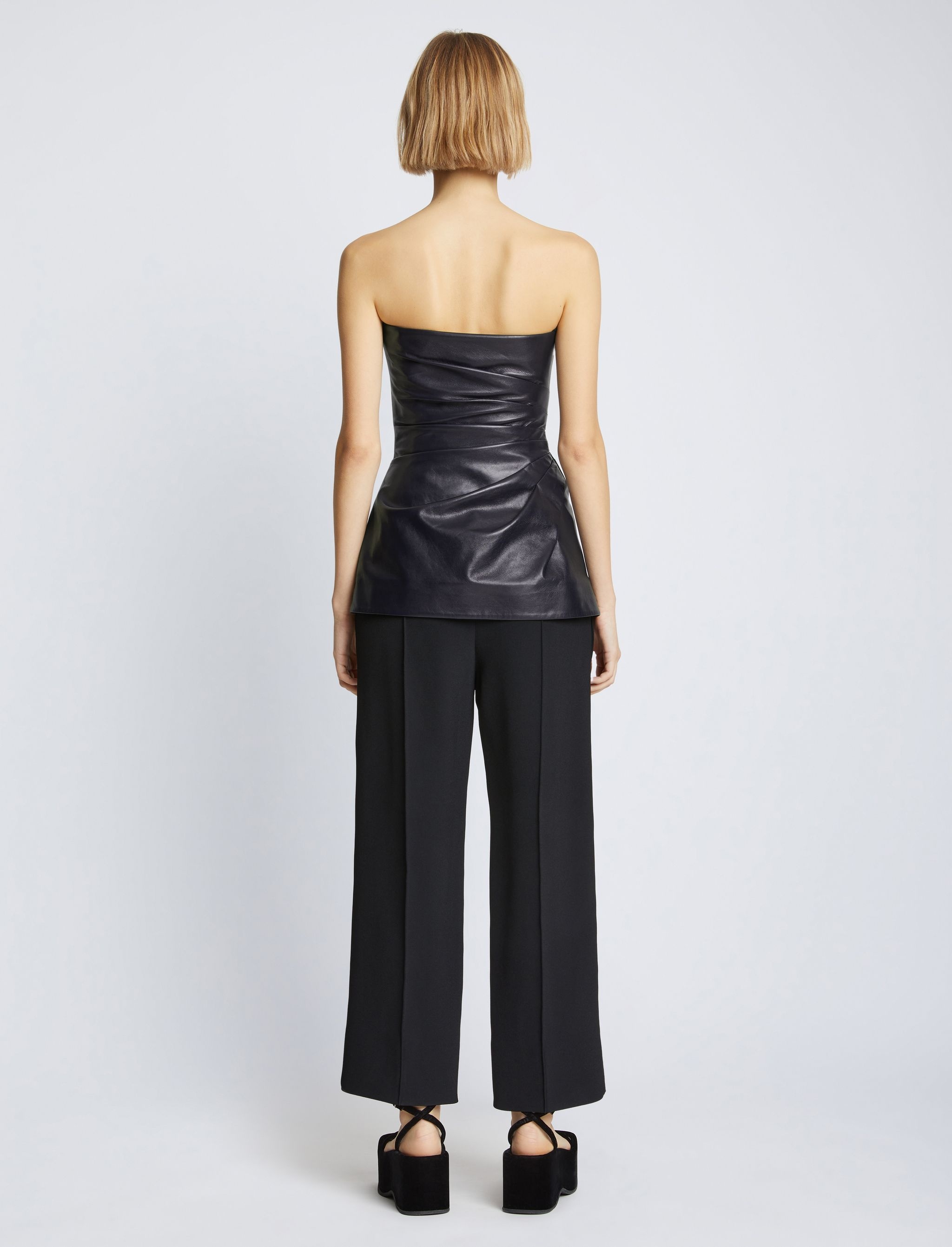 Glossy Leather Strapless Top - 5