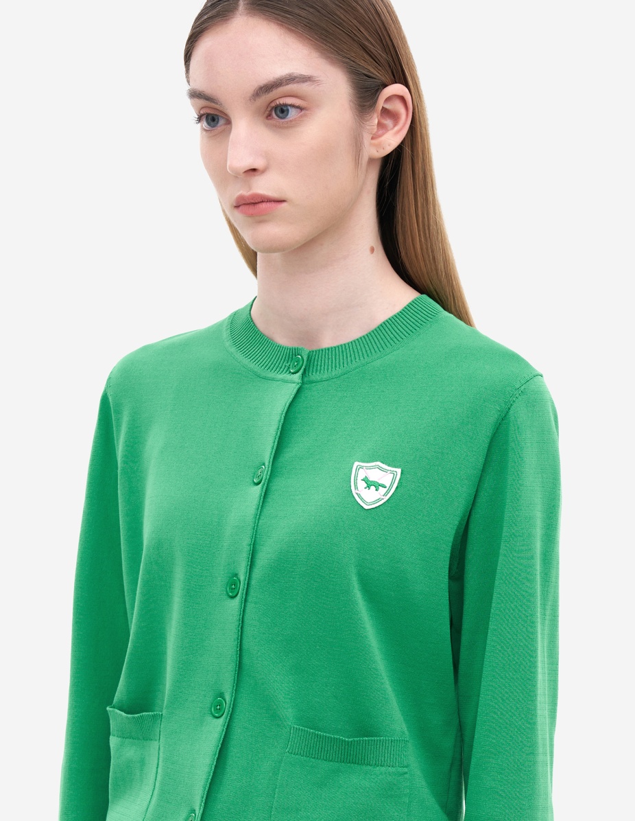 Women Crest Logo Round Neck Cardigan - 3