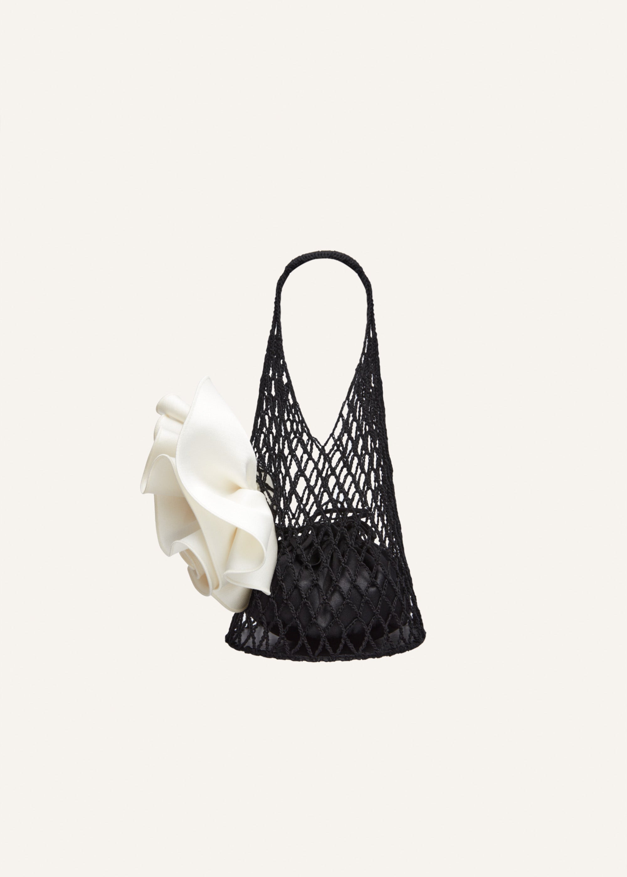 Small Devana bag cream flower in black - 2