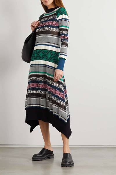 sacai Jacquard-knit cotton-blend midi dress outlook