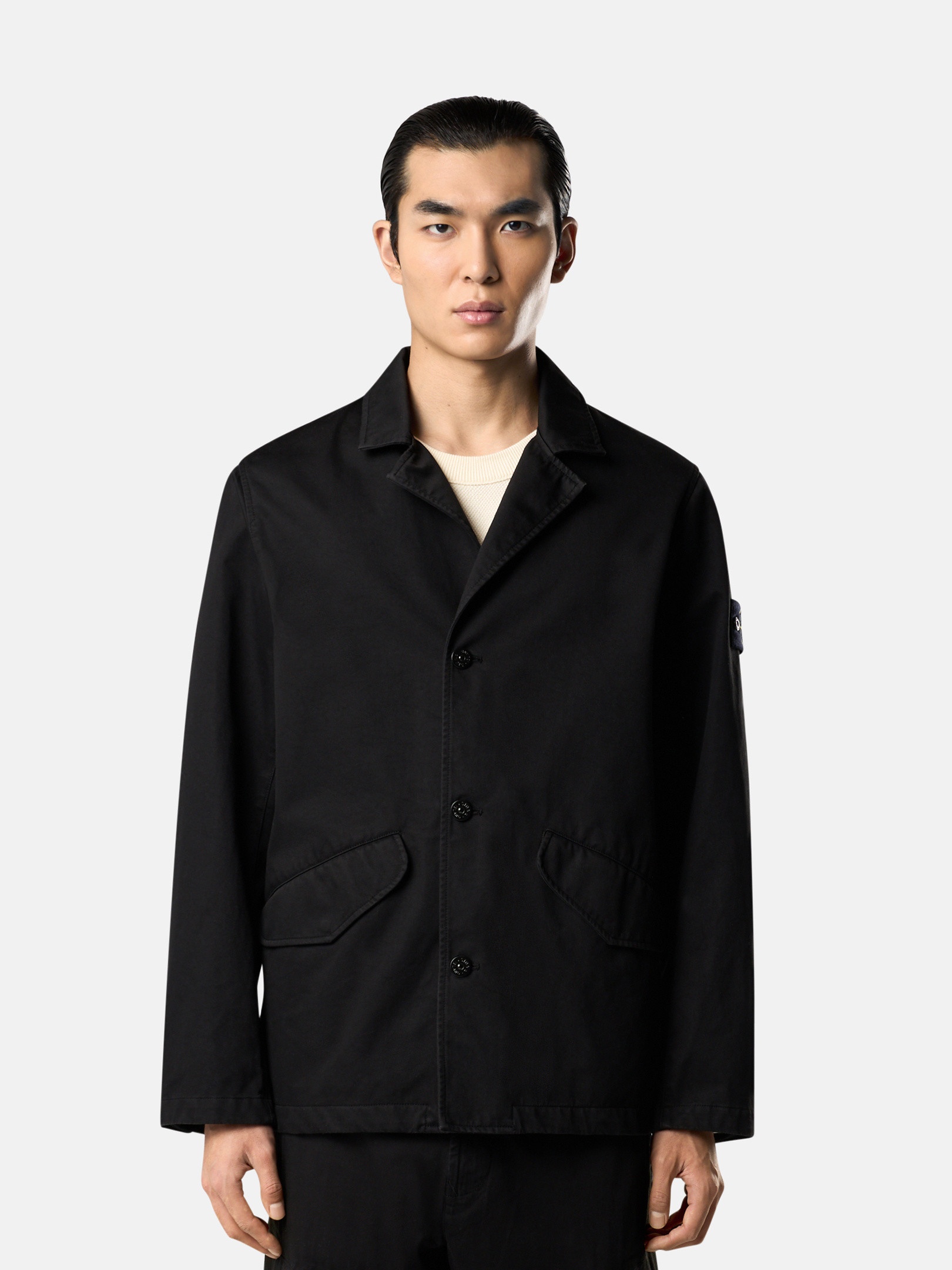 00s STONE  Raso Gommatoコットンサテンブラック STONE ISLAND(ストーンアイランド) 「Raso Gommato」コットン