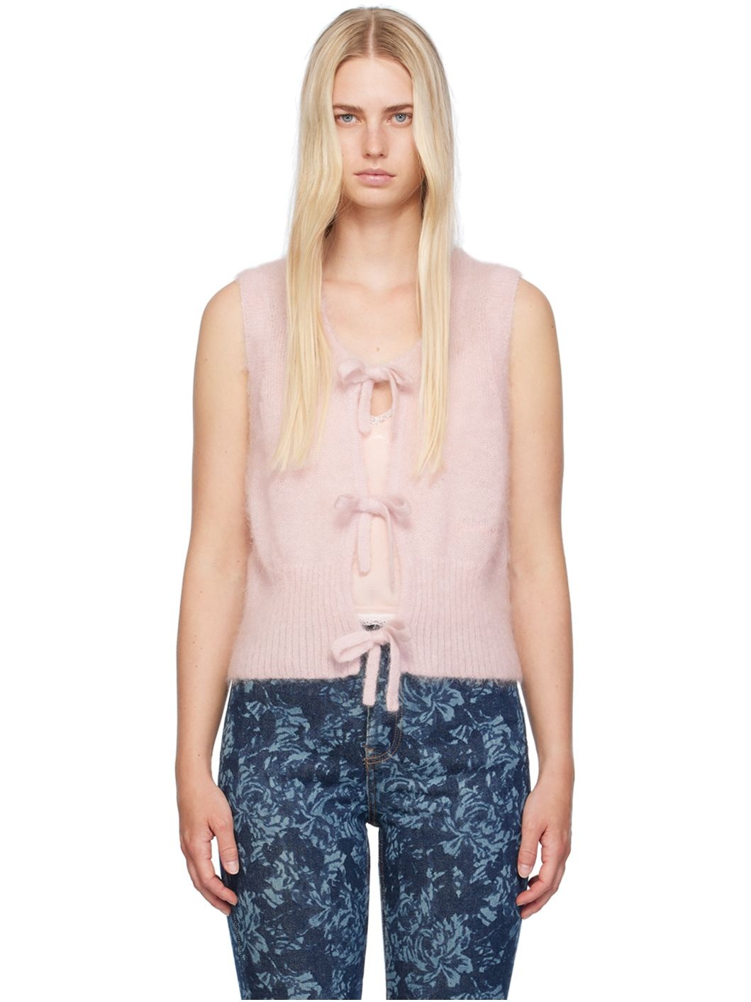 Pink Tie String Vest - 1