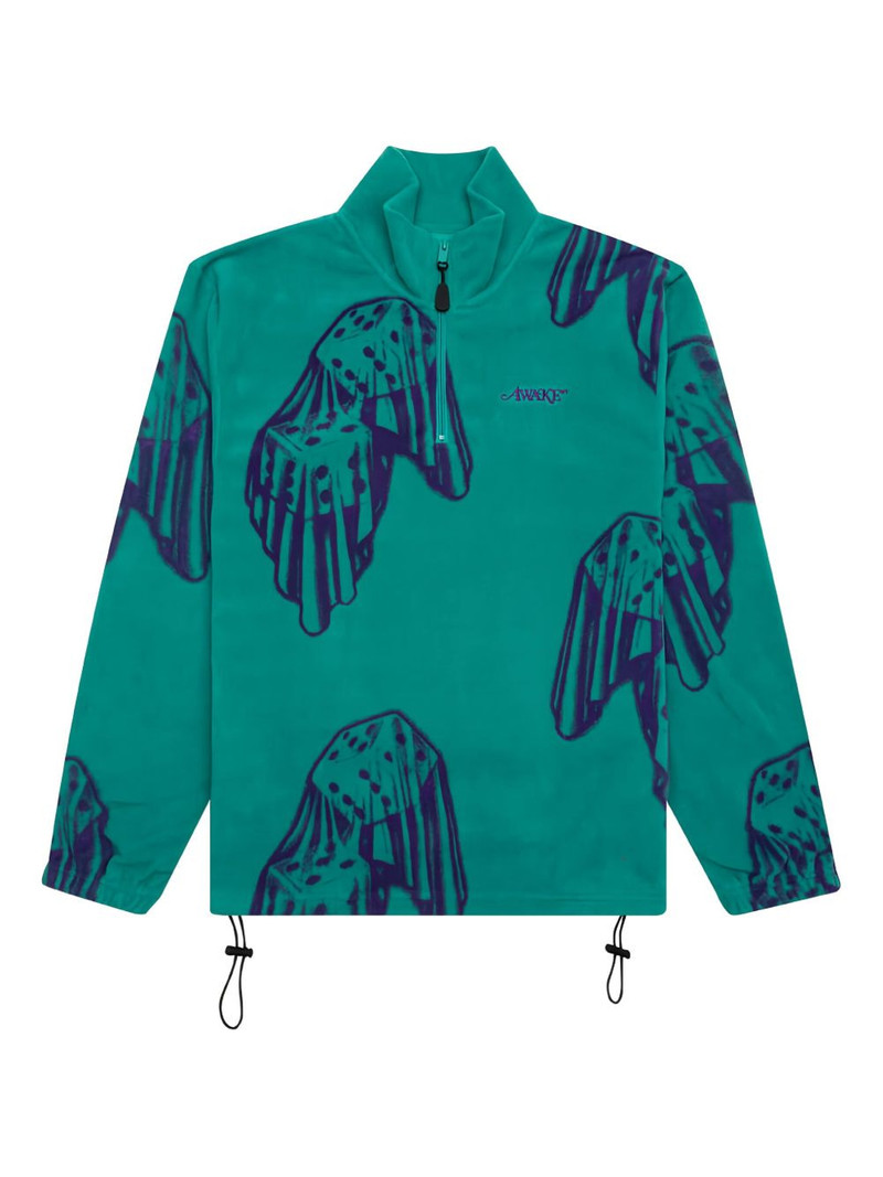 Dice-print fleece quarter-zip sweatshirt 1