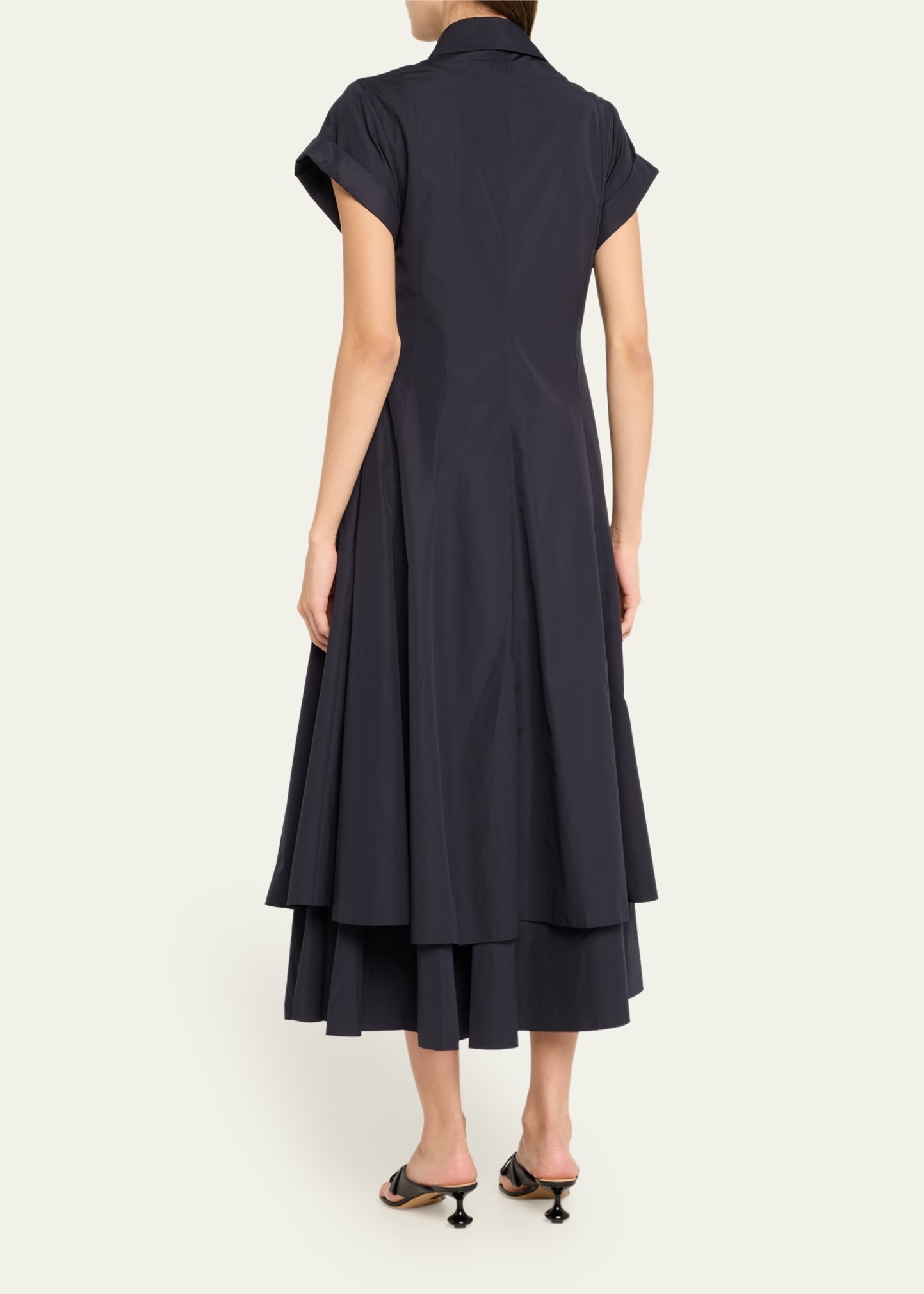 Layered Poplin Seamed Placket Midi Shirtdress - 3