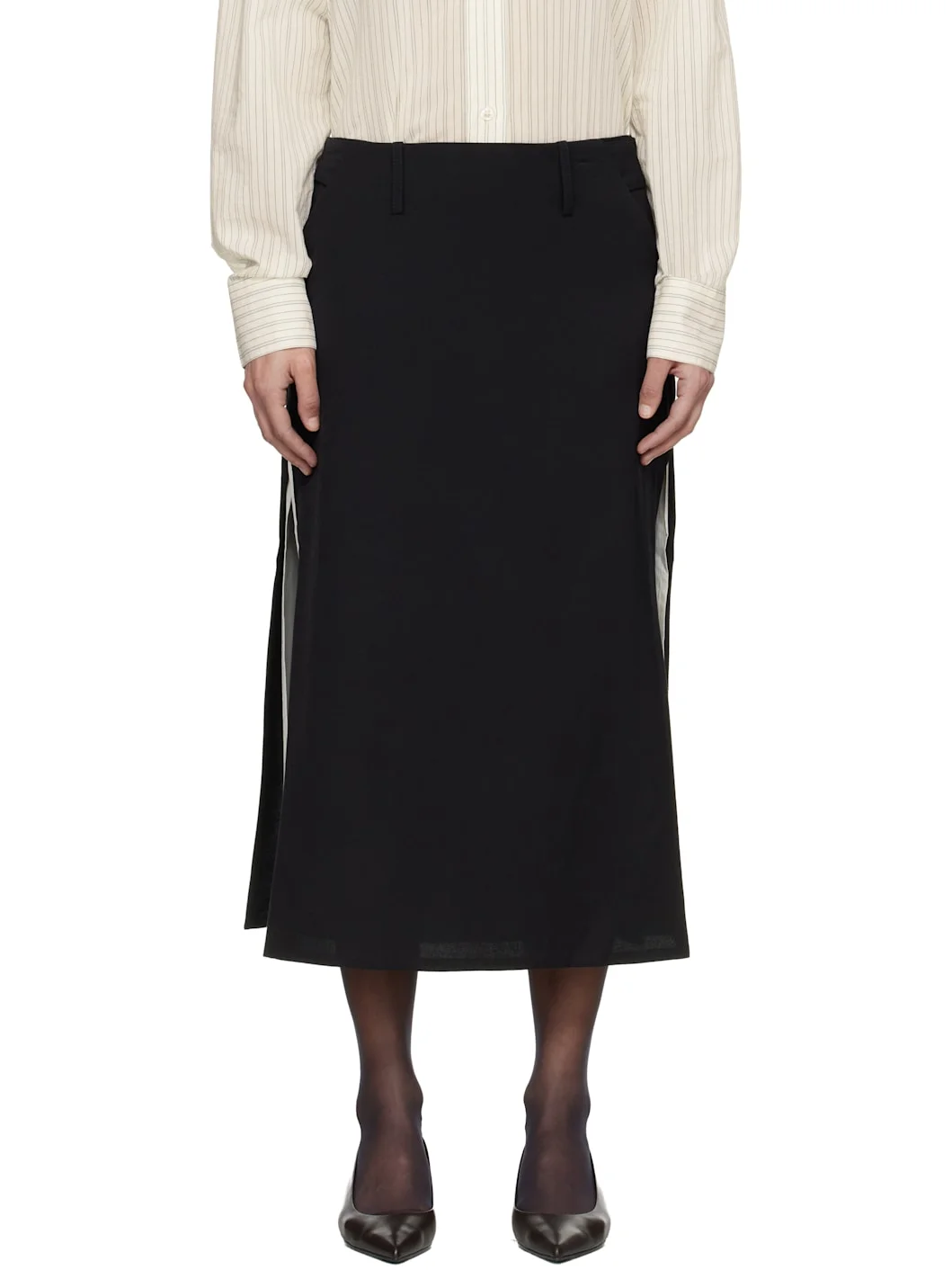 Black Tab Midi Skirt - 1