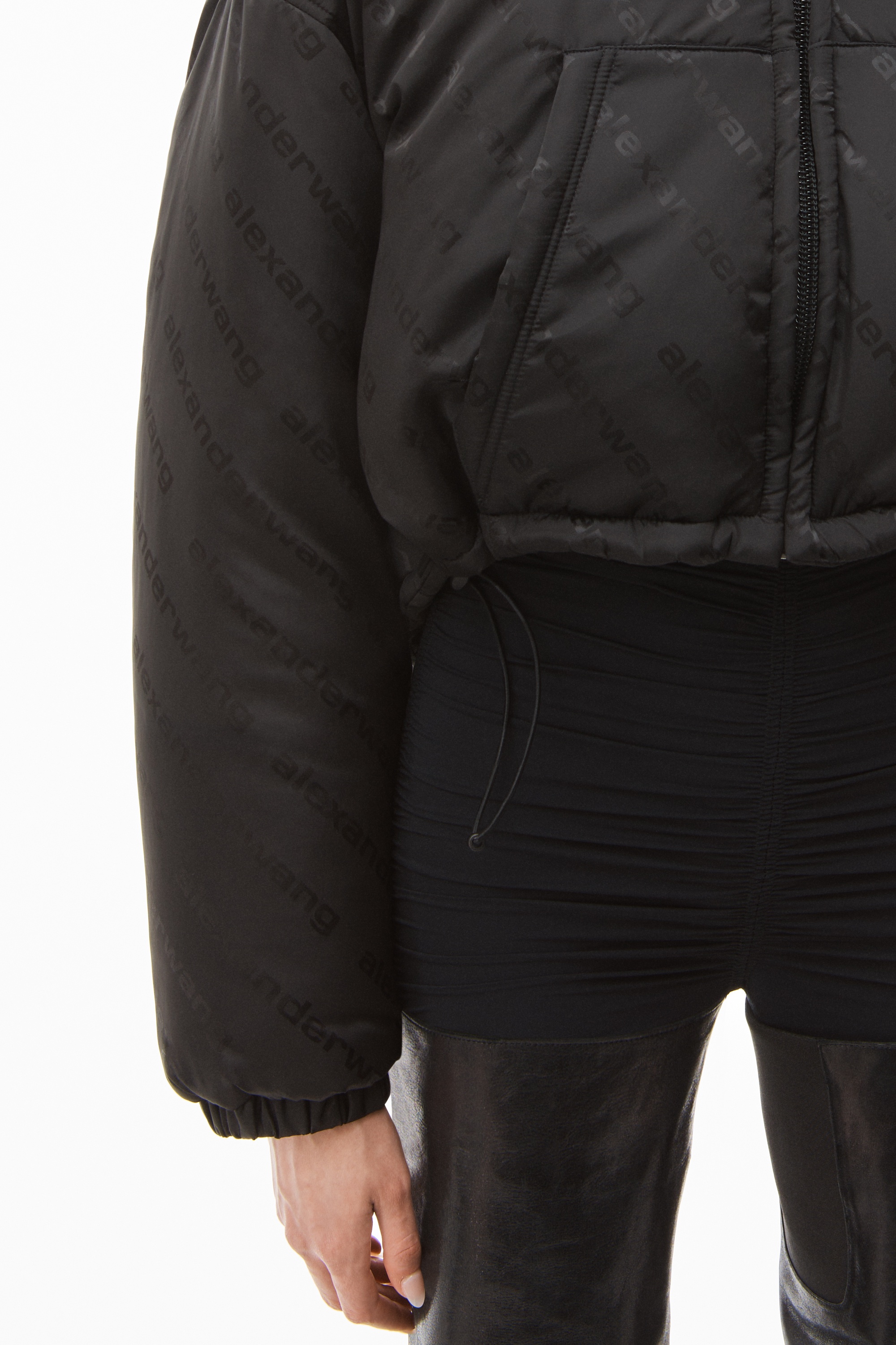 CROP PUFFER IN LOGO JACQUARD NYLON - 6