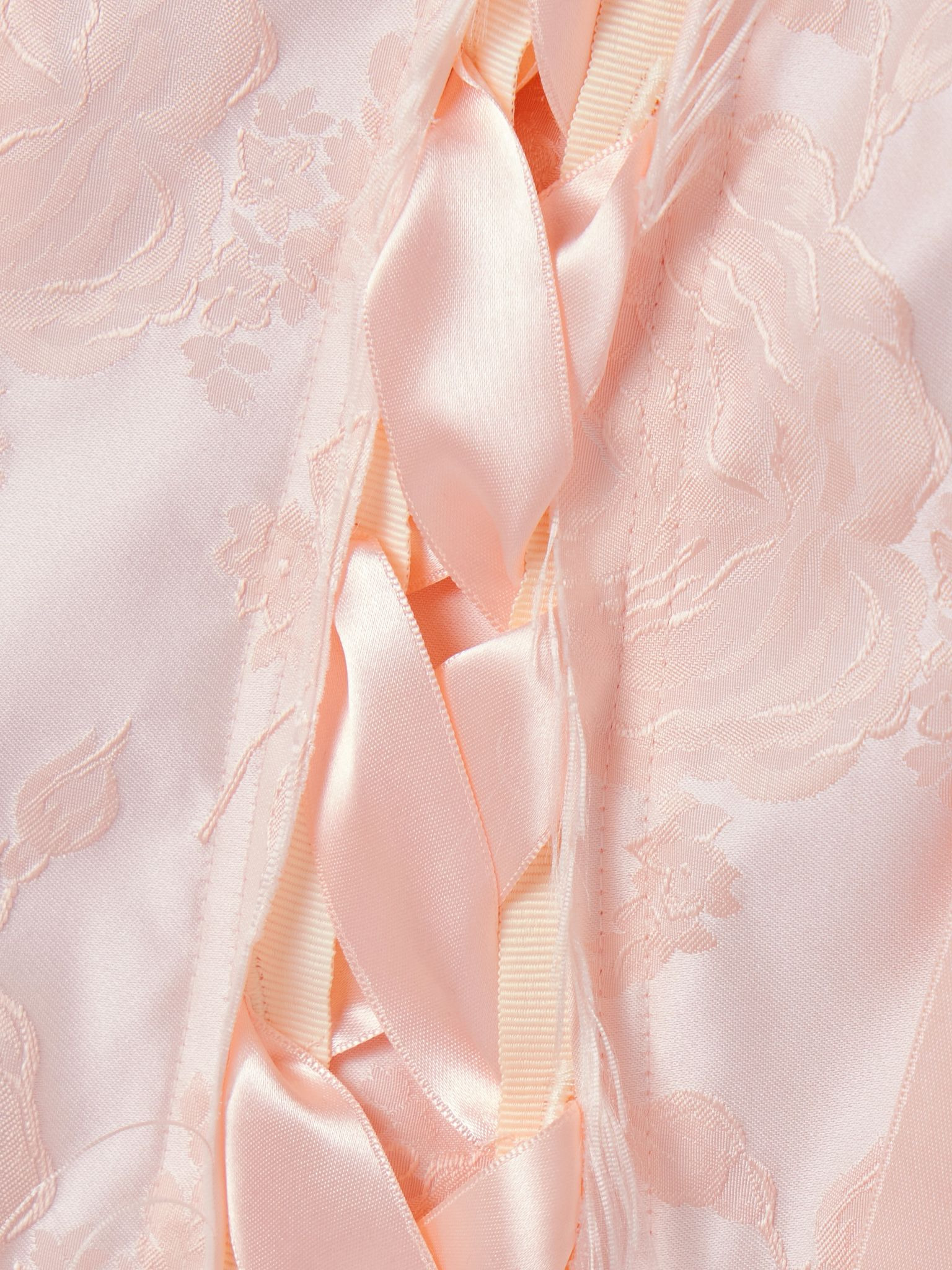 Unraveling Ribbon lace-up frayed brocade top Blush - 5
