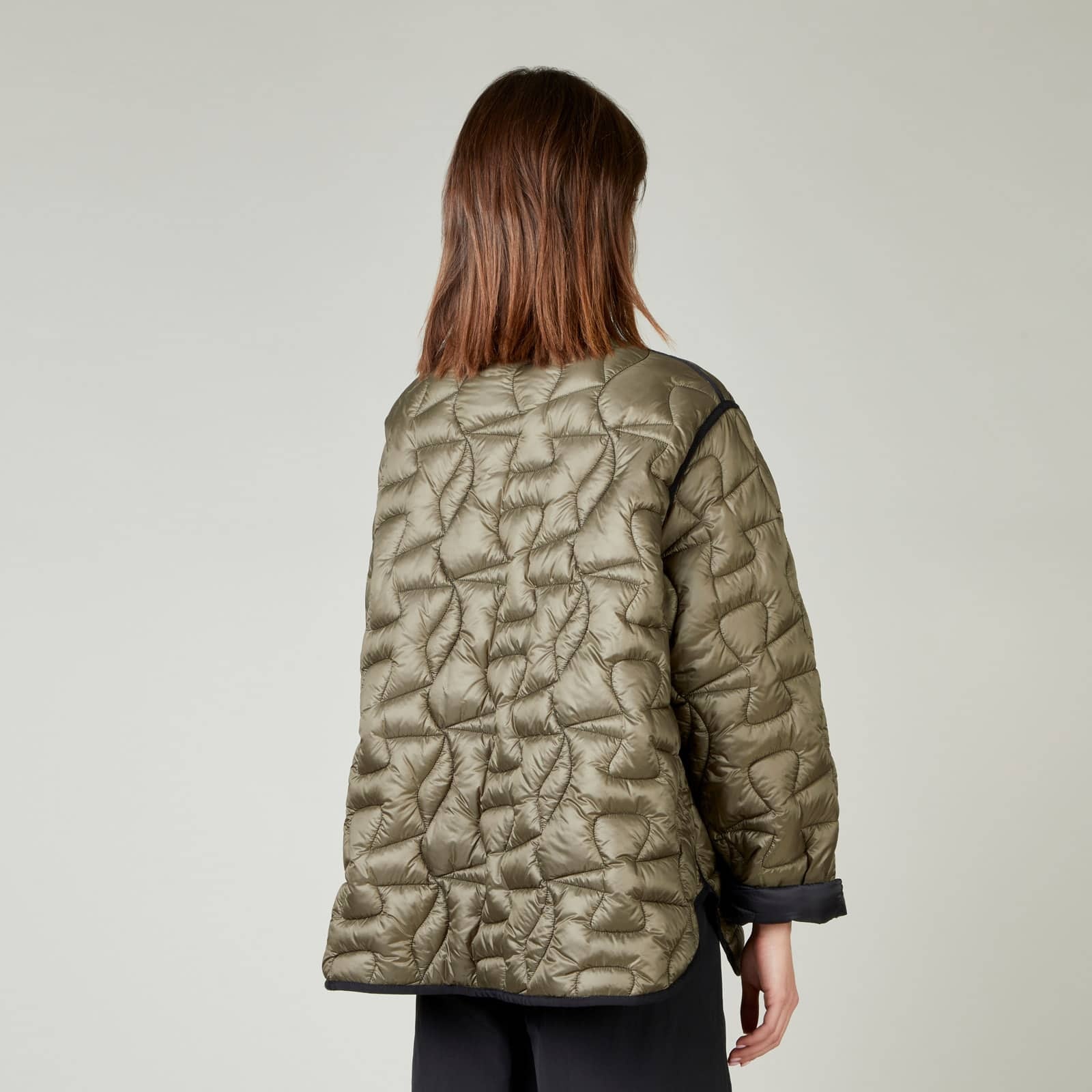 Quilted Bomber Jacket Green Black - 6
