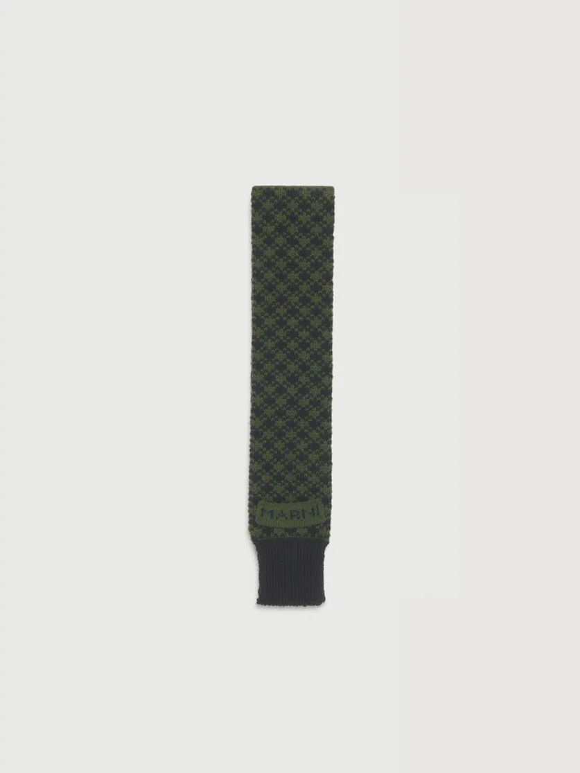 GREEN AND PURPLE WOOL SCARF WITH GEOMETRIC MOTIF - 1