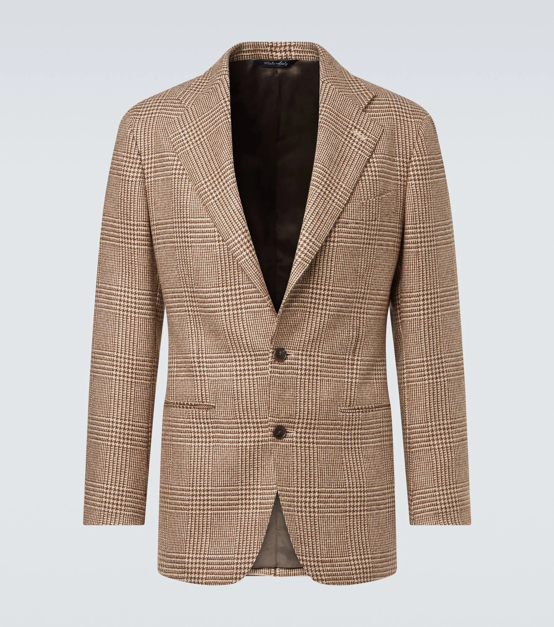Prince of Wales check alpaca blazer - 1