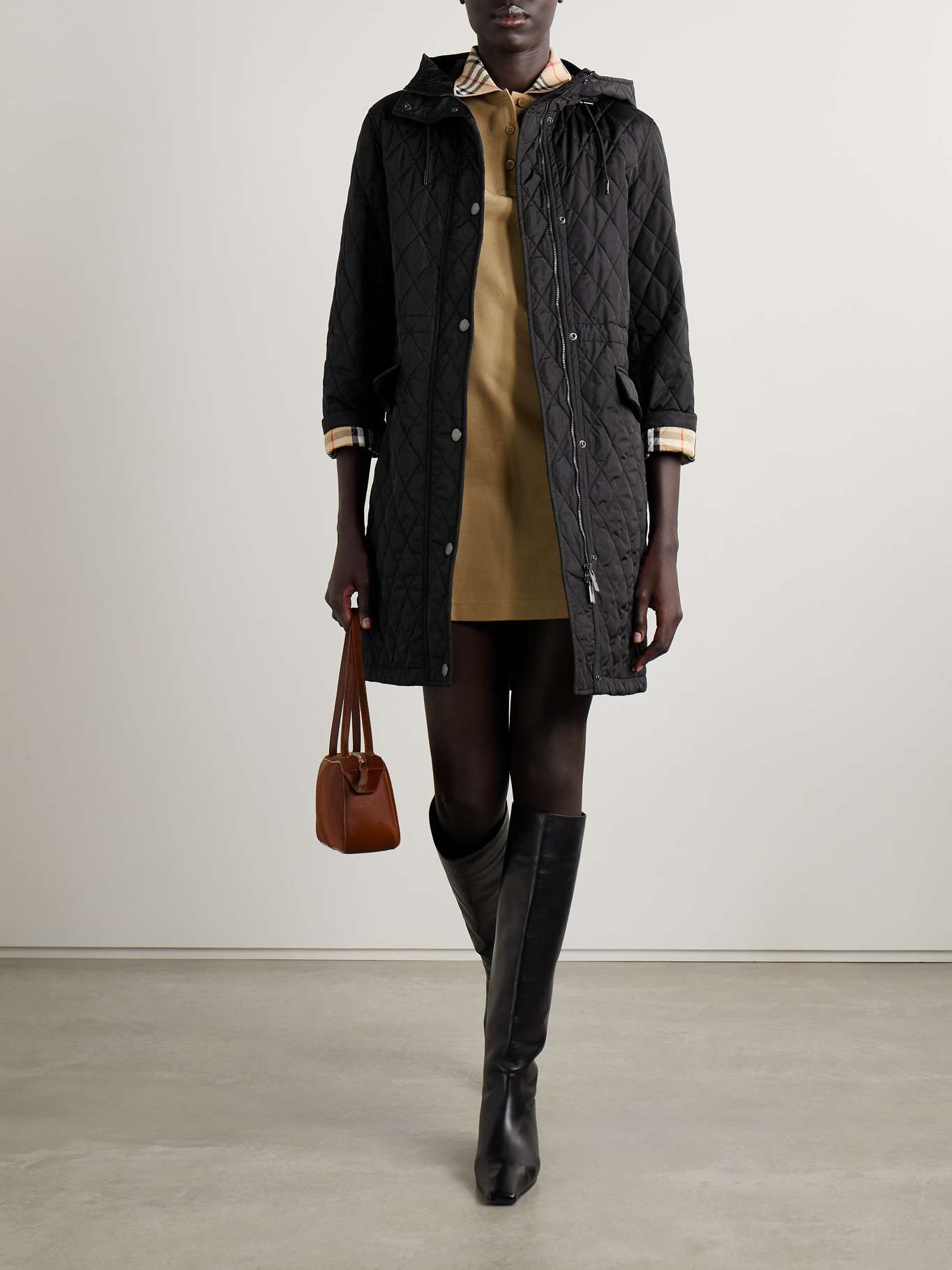 Hooded quilted shell jacket Black - 2