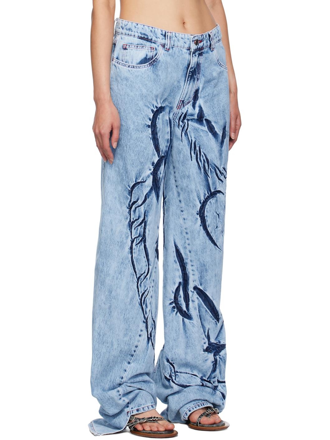 Blue Boyfriend Spiral Chains Jeans - 2