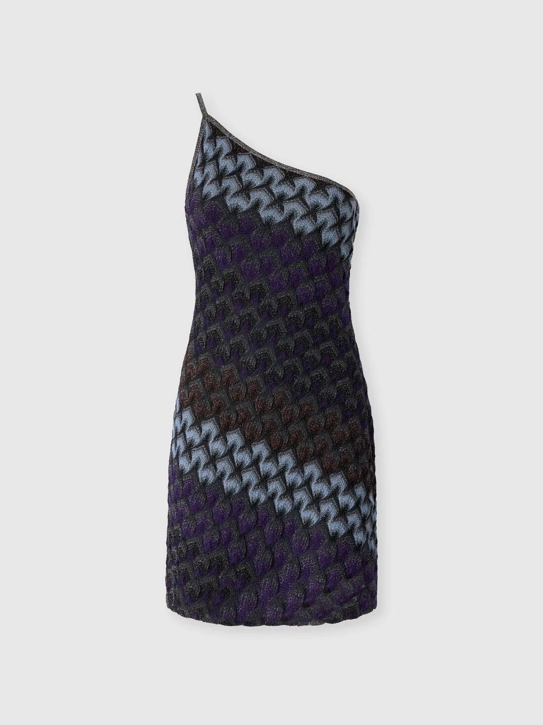 One-shoulder viscose lamé mini dress - 1