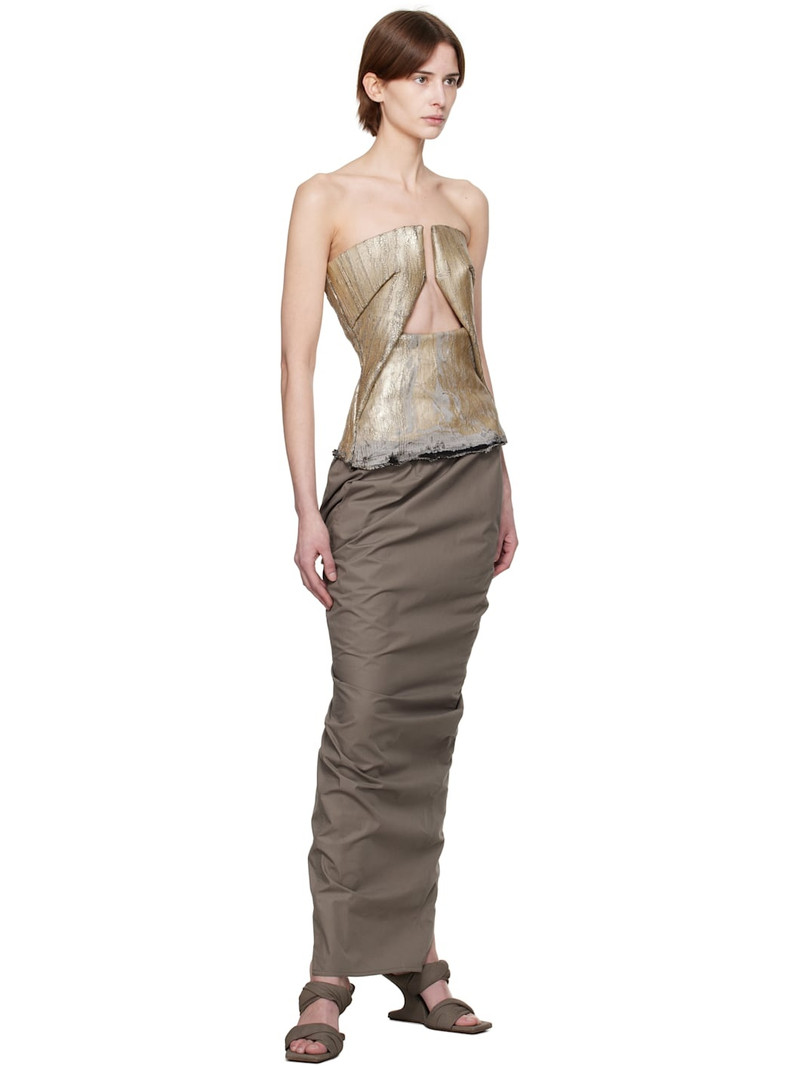 Rick Owens Gray Hollwood Soft Pillar Maxi Skirt outlook