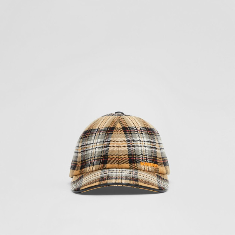 Logo Detail Check Cotton Flannel Baseball Cap 1