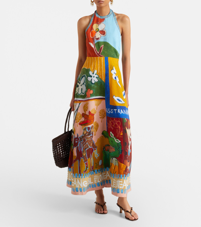 ALÉMAIS Mlak printed linen-blend midi dress outlook