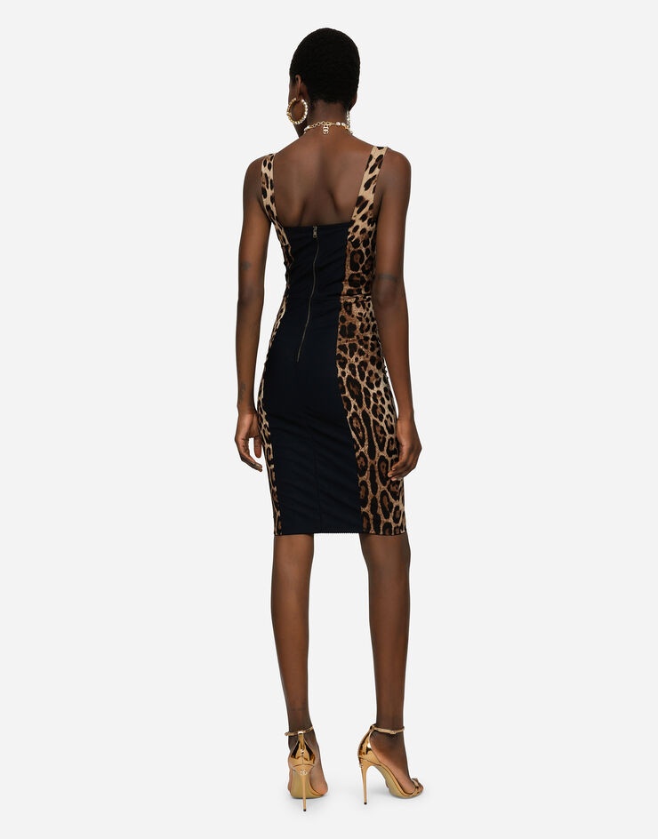 Leopard-print cady corset-style midi dress - 3