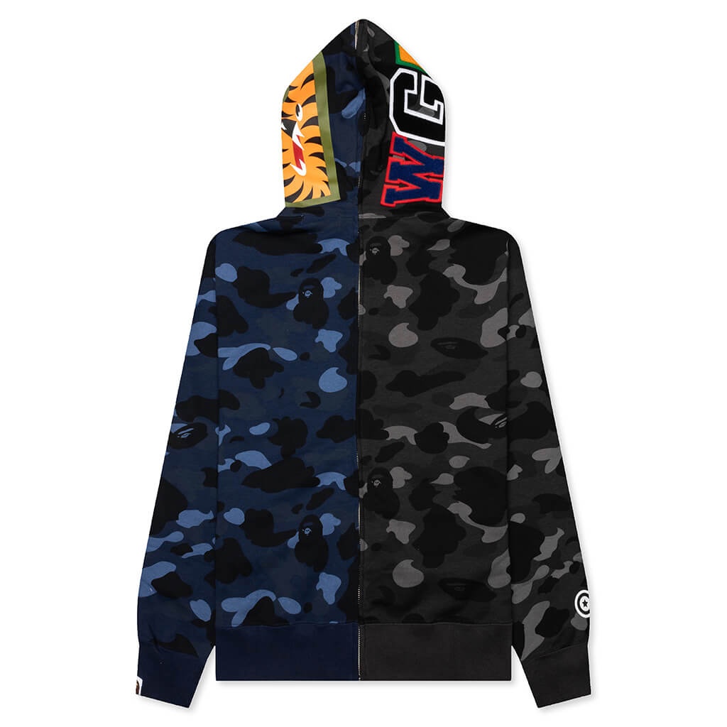 COLOR CAMO SEPARATE SHARK FULL ZIP HOODIE - BLACK/NAVY - 2