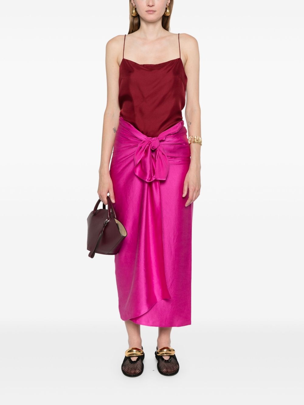 self-tie silk wrap skirt - 2