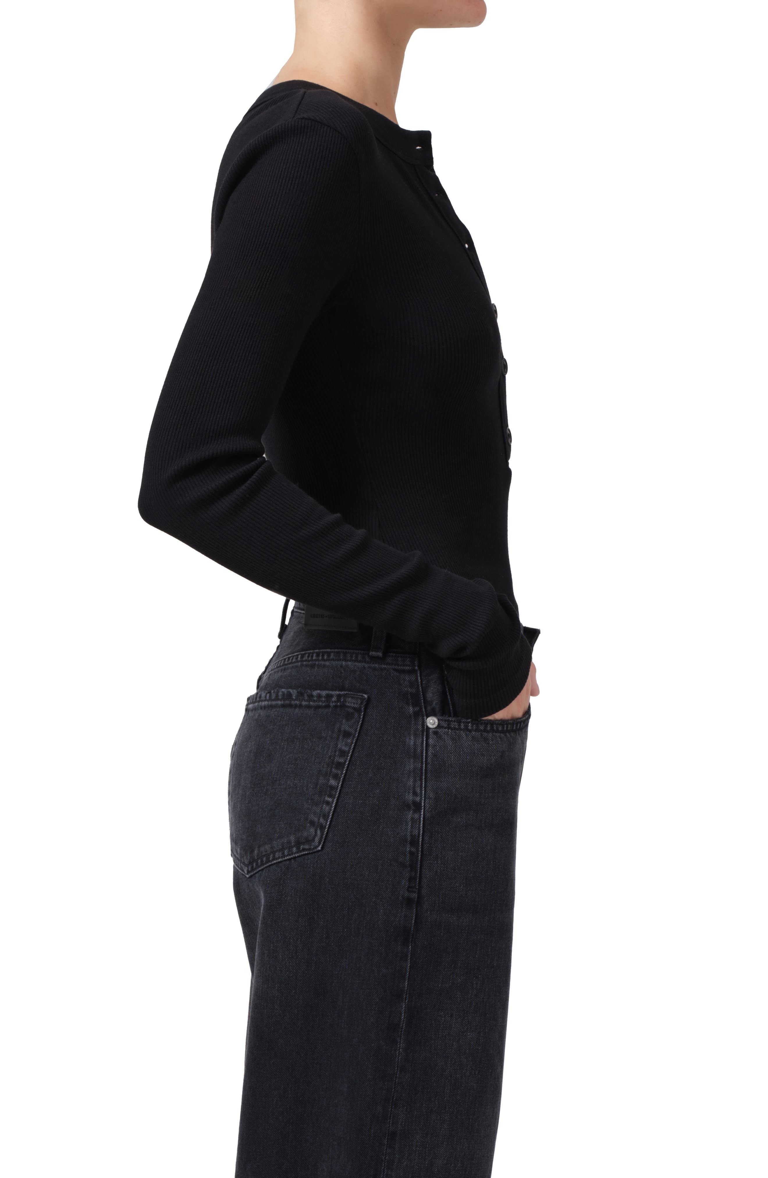 Citizens of Humanity Varra Rib Henley in Black at Nordstrom - 3
