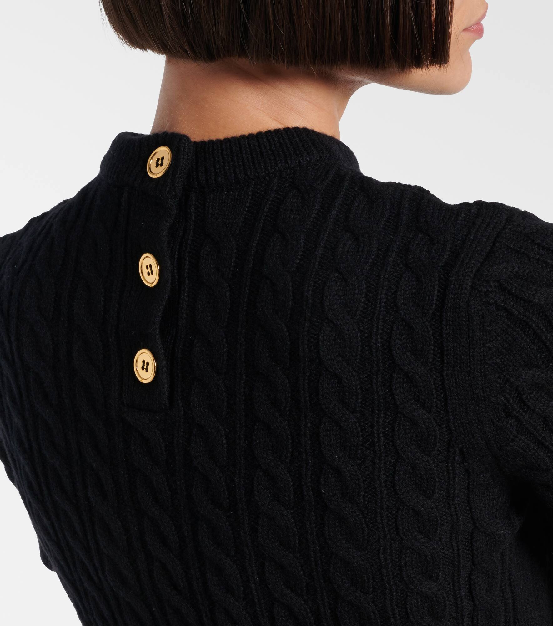 Cable-knit wool and cashmere minidress - 5