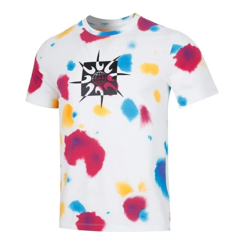 Men's Nike Tie Dye Geometry Pattern Casual Round Neck Short Sleeve White T-Shirt DQ1068-100 - 1