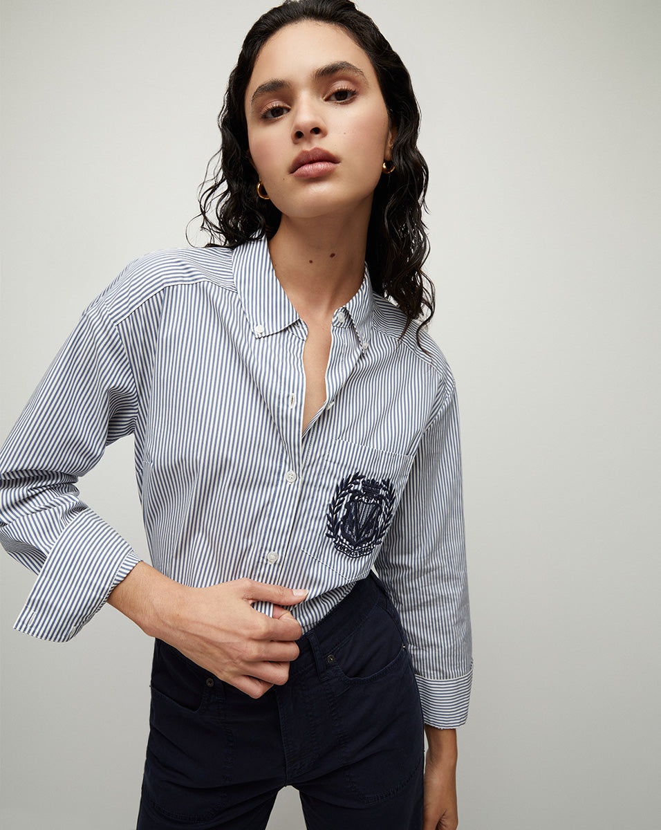 LLOYD STRIPED BUTTON-DOWN TOP | LOGO CREST - 4