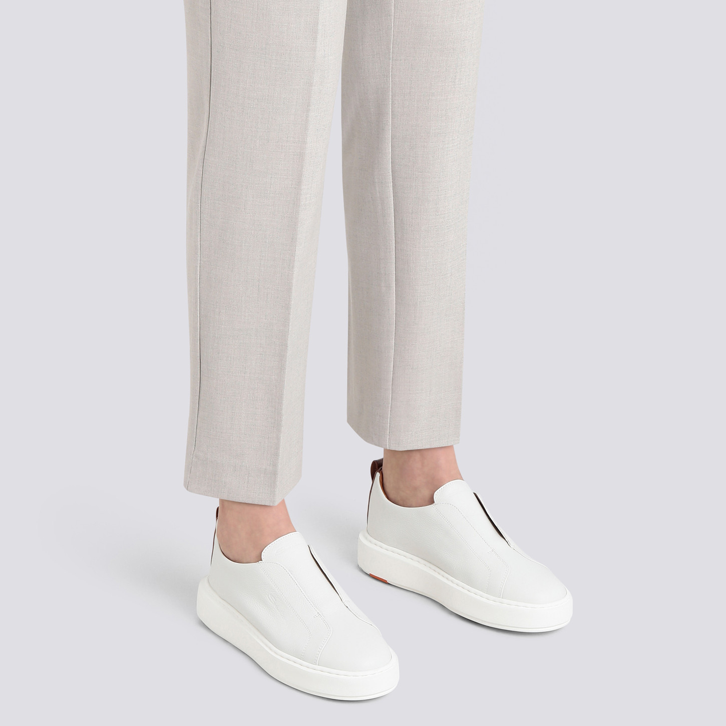 Women's white tumbled leather slip-on sneaker - 2